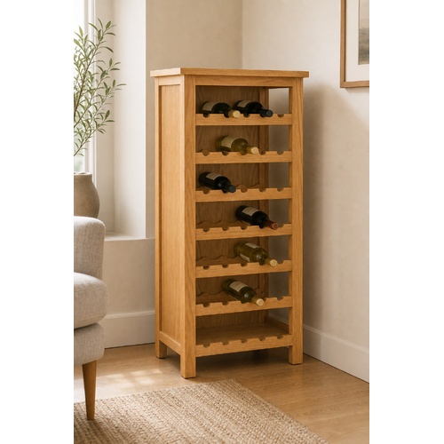 "Fairhaven" Solid Oak Wood Wine Cabinet 56x32x110 cm