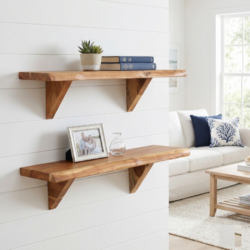 "Bethany" Wall Shelves 2 pcs 60x20x16 cm Solid Acacia Wood