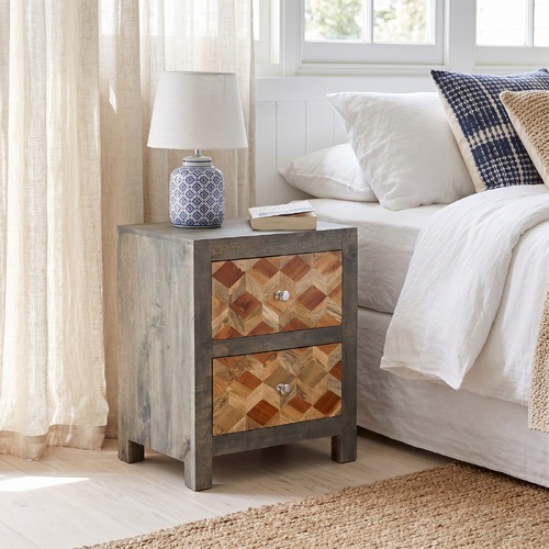 "Glanmire" Bedside Cabinet Grey 40x30x50 cm Solid Mango Wood