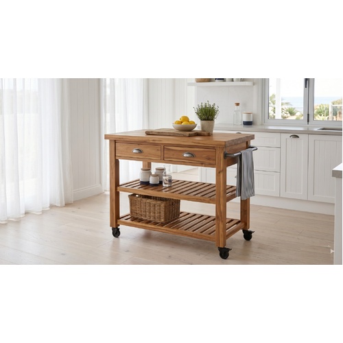 "Goodhall" Kitchen Trolley 100x48x89 cm Solid Acacia Wood