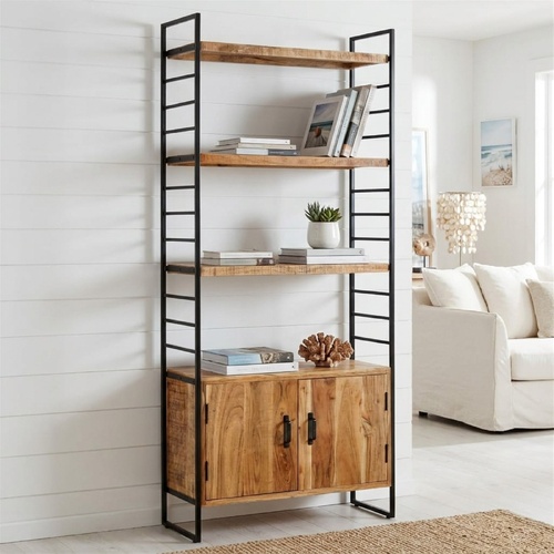 "Adams" 4-Tier Bookcase 80x30x180 cm Rough Mango Wood