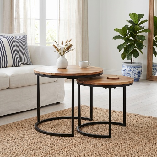 "Indra" Nesting Tables 2 pcs Solid Wood Acacia