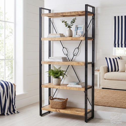 "Ixion" 5-Tier Bookcase 90x30x180 cm Solid Mango Wood