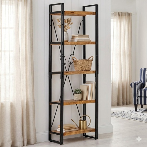 "Rockley" 5-Tier Bookcase 60x30x180 cm Solid Mango Wood