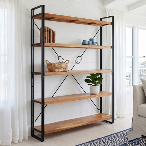 "Jacqui" 5-Tier Bookcase 140x30x180 cm Solid Acacia Wood