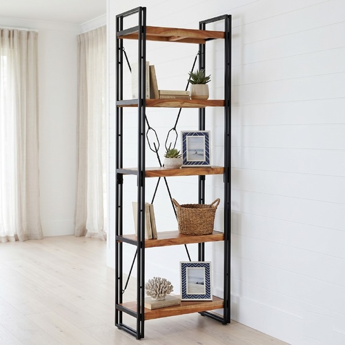 "James" 5-Tier Bookcase 60x30x180 cm Solid Acacia Wood