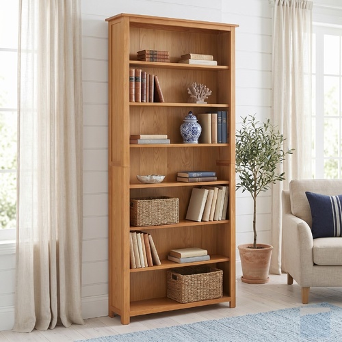 "Iron Bark Grove" Solid Oak Wood 6-Tier Bookcase 90x22.5x200 cm