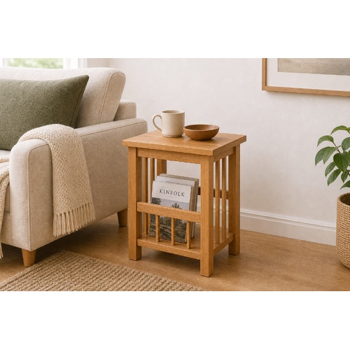 "Lakeview" Solid Oak Wood and MDF Magazine Table