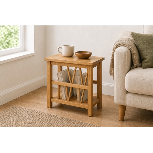 "Brookhollow" Solid Oak Wood and MDF Magazine Table