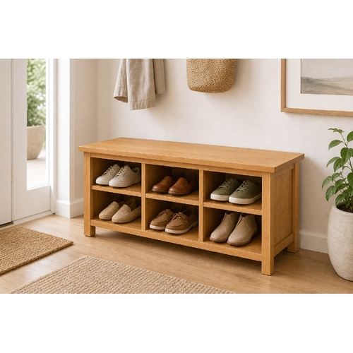 "Myrtle Grove" Solid Oak Wood and MDF Shoe Rack