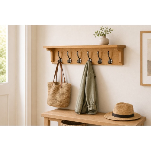 "Stone Pine" Solid Oak Wood Coat Rack 60 cm