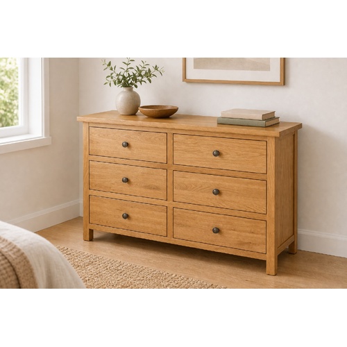 "Middlebrook" Solid Oak Wood Chest of Drawers 105x33.5x73 cm