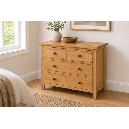 "Norwood" Solid Oak Wood Chest of Drawers 80x35x75 cm