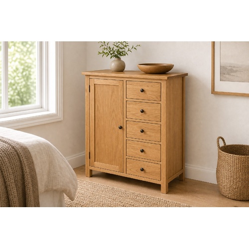 "Wood Ridge" Solid Oak Wood Wardrobe 76x52x105 cm