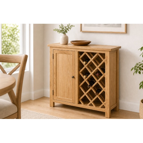"Tamboura" Solid Oak Wood Wine Cabinet for 11 Bottles