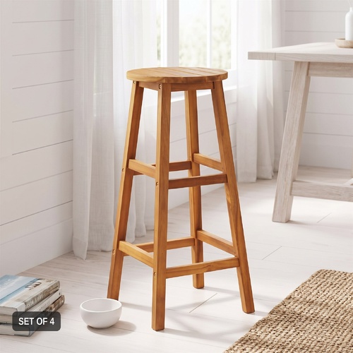 "Goolgung" Bar Stools 4 pcs Solid Acacia Wood (Set of 4)