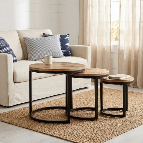 "Kentwell" Side Tables 3 pcs Rough Mango Wood