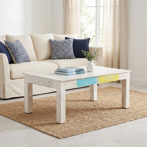 "Lowanna" Coffee Table White 110x60x45 cm Solid Mango Wood