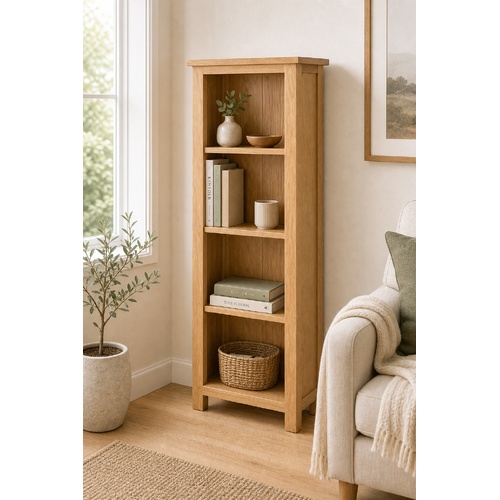 "Niela Grove" Solid Oak Wood 4-Tier Bookcase 45x22x110 cm