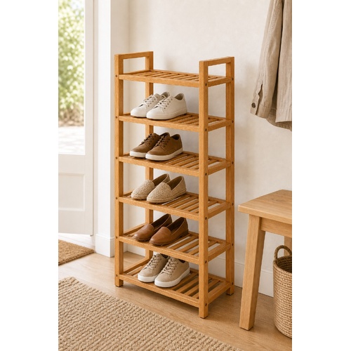 "Yallambee" Solid Oak Wood 5-Shelf Shoe Rack 50x27x100 cm
