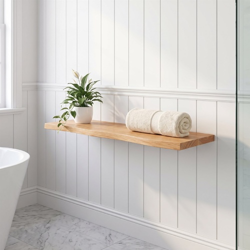 "Victoria" Wall Shelf Light Brown 100x50x(2-4) cm Treated Solid Wood Oak