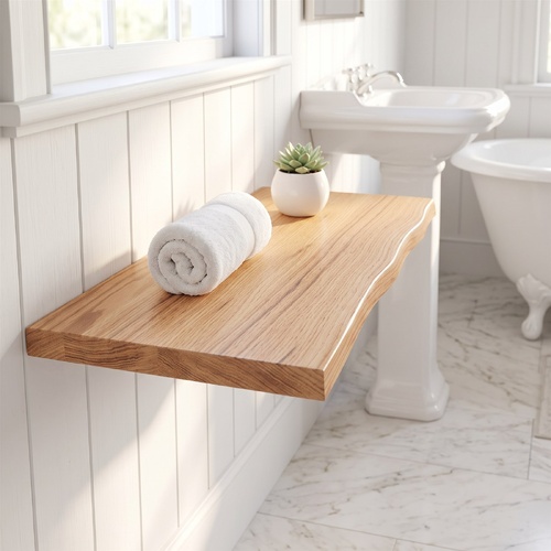 "Virginia" Wall Shelf Light Brown 100x60x(2-4) cm Treated Solid Wood Oak