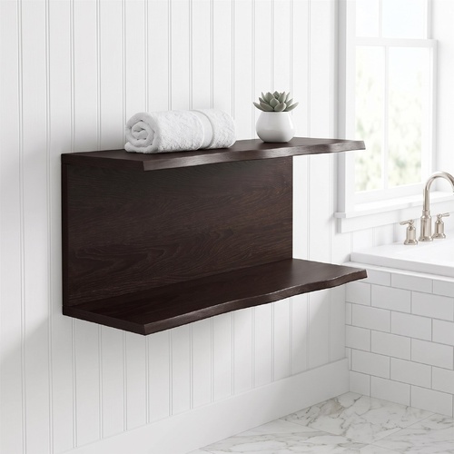 "Wardington" Wall Shelf Dark Brown 100x60x2 cm Treated Solid Wood Oak