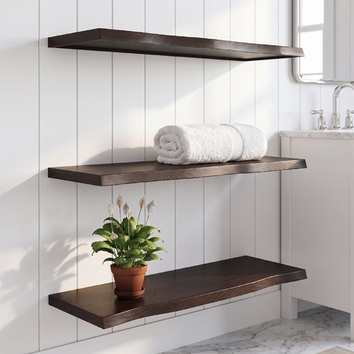 "Warooga" Wall Shelf Dark Brown 100x60x(2-4) cm Treated Solid Wood Oak