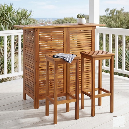 "Luculia" Bar Table and Chair Set 3 Pieces Solid Acacia Wood