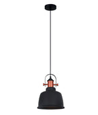 ALTA: Industrial Bell Shape With Copper Highlights Pendant Lights Matte Black