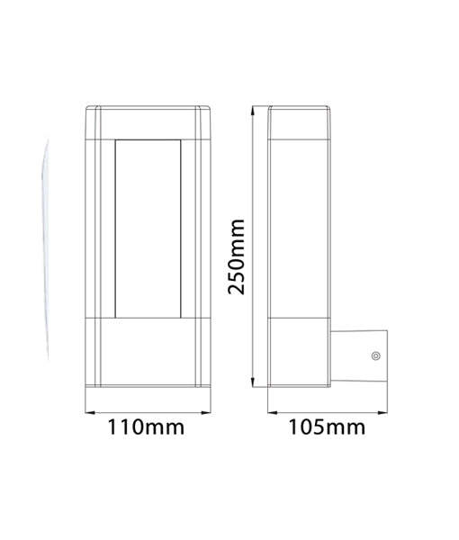 AMUN: Exterior LED Matt Black Rectangular Surface Mounted Wall Light IP54