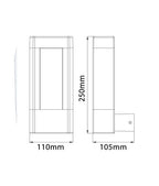 AMUN: Exterior LED Matt Black Rectangular Surface Mounted Wall Light IP54