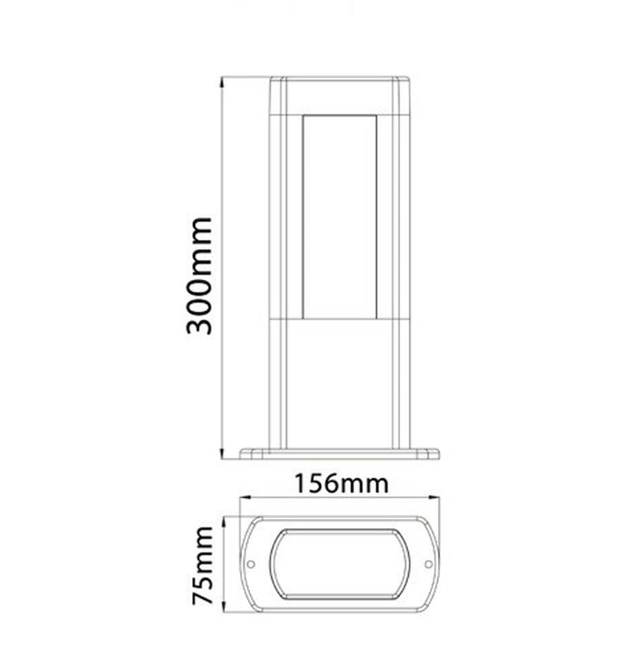 AMUN: LED Surface Mounted Matte Black Rectangular Bollard Lights IP54 30cm