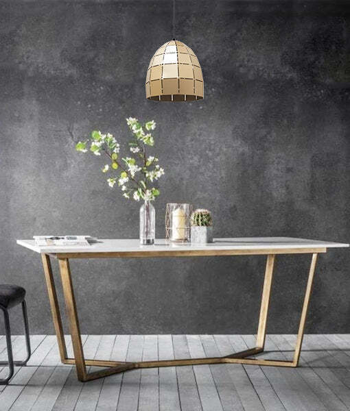 ARMIS: Retro Tiled Ellipse Shape Pendant Lights Champagne Gold