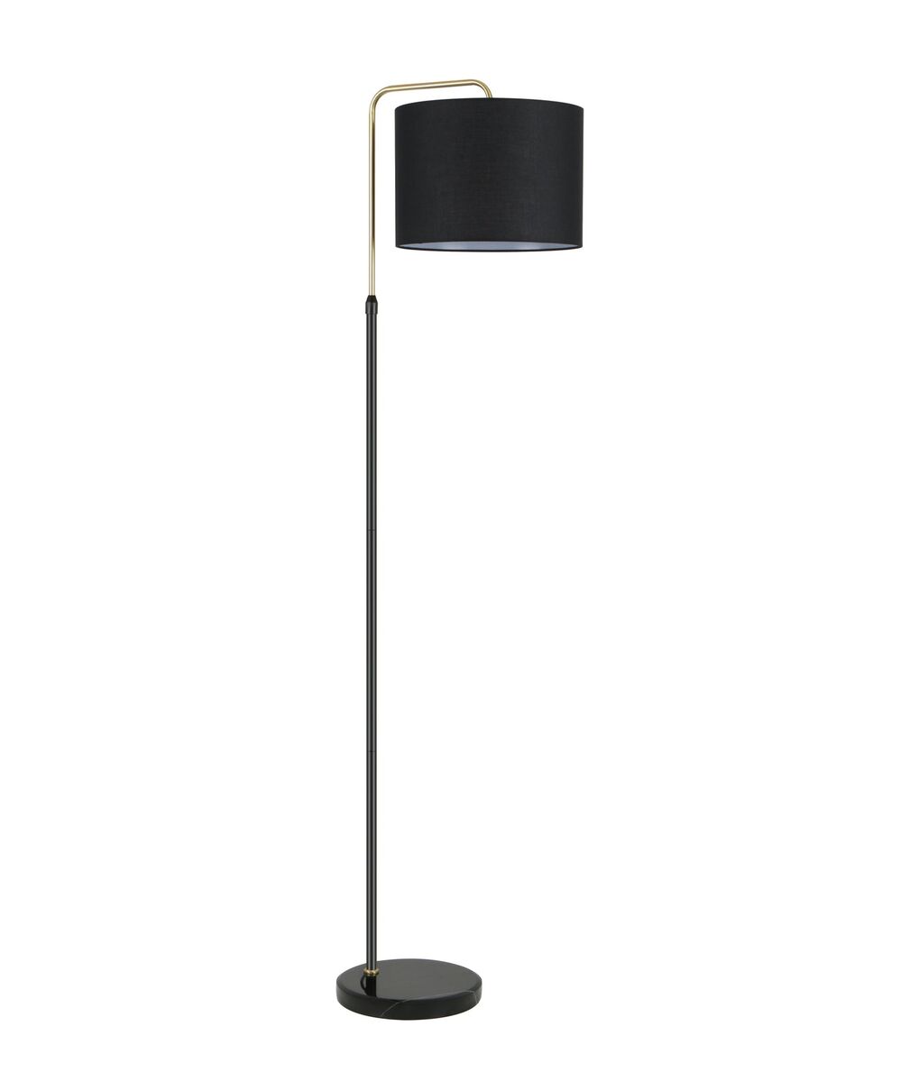 ARRIBA: Drum Shade with Marble Base Height Adjustable Floor Lamps Black