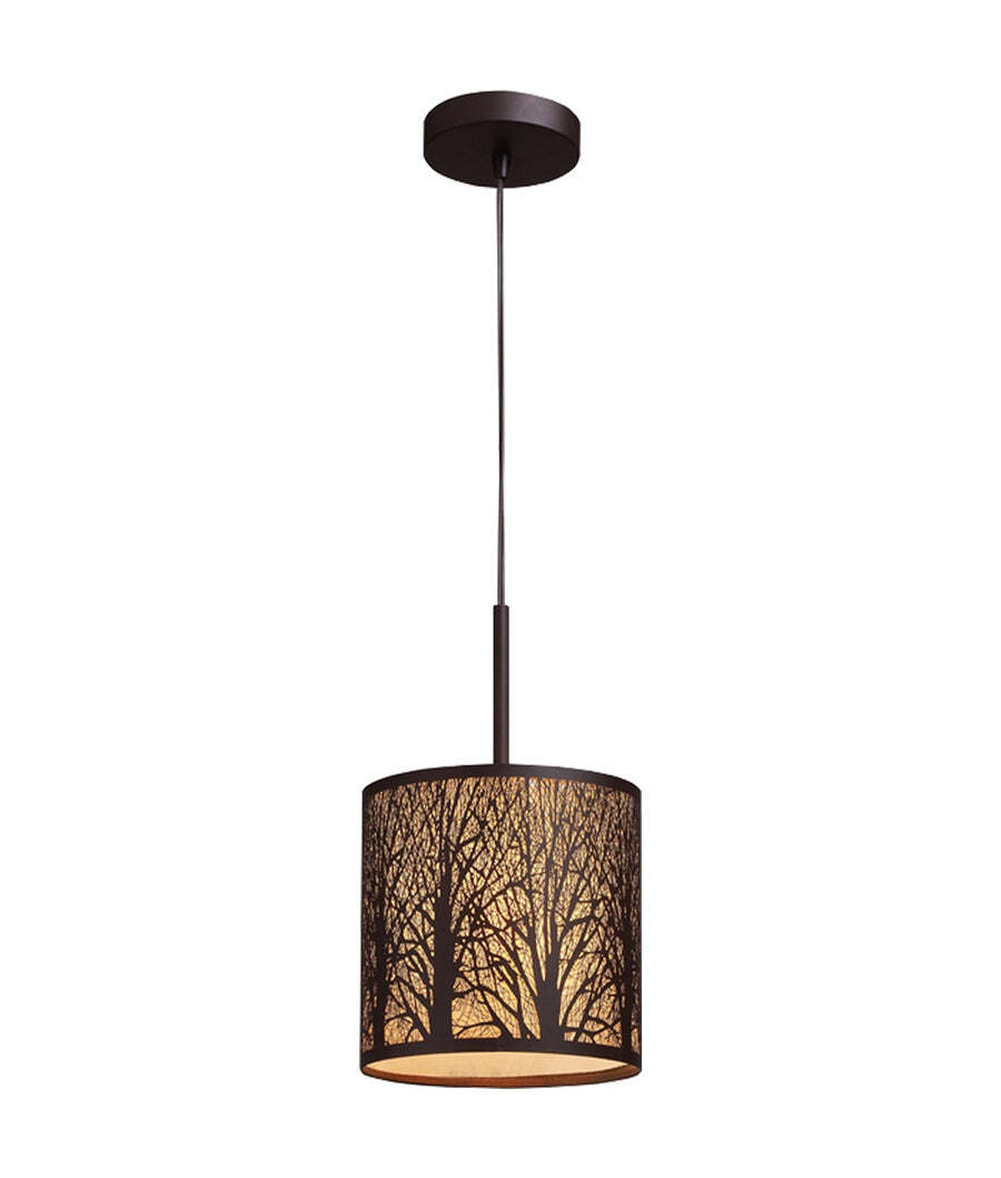 AUTUMN: Round Aged Bronze with Amber Lining Pendant Light Small