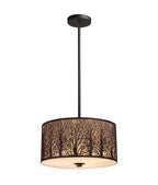 AUTUMN: Drum Aged Bronze with Amber Lining Pendant Light Large
