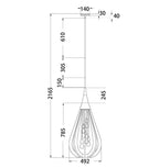 BONITO: Rustic Large Taupe Tear Drop Pendant Light 492mm Diameter