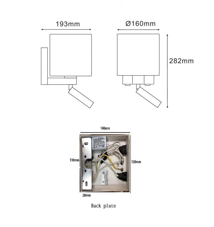 BRIGHTON: E27 Interior Wall Lamp With Adjustable LED Reading Lights Kelvin: 3000K