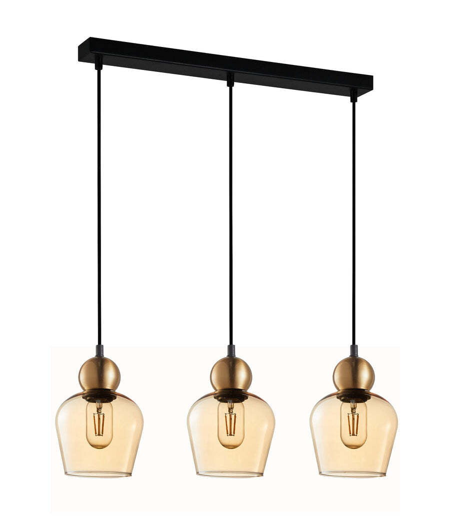 CHAMPAN: Bronze Amber Ellipse Multiple Bar Base Pendant Lights