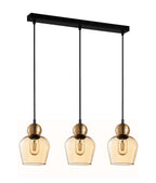 CHAMPAN: Bronze Amber Ellipse Multiple Bar Base Pendant Lights