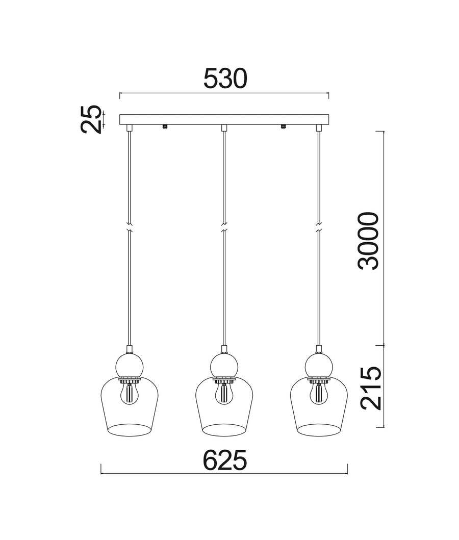 CHAMPAN: Bronze Amber Ellipse Multiple Bar Base Pendant Lights