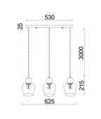 CHAMPAN: Bronze Amber Ellipse Multiple Bar Base Pendant Lights