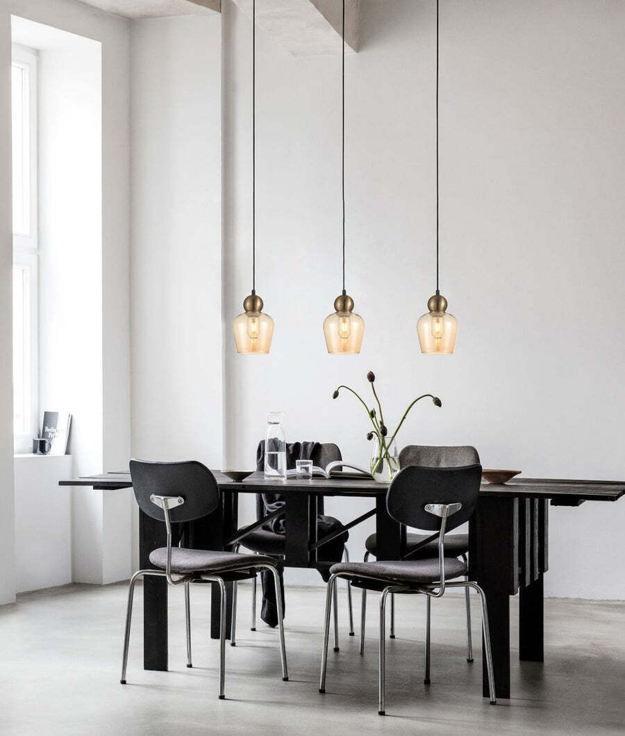 CHAMPAN: Bronze Amber Ellipse Multiple Bar Base Pendant Lights