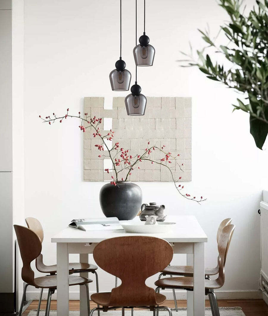 CHAMPAN: Smokey Black Glass Ellipse Multiple Round Base Pendant Lights