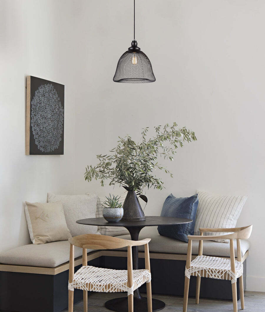 CHEVEUX: Industrial Black Mesh Bell Pendant Light 330mm