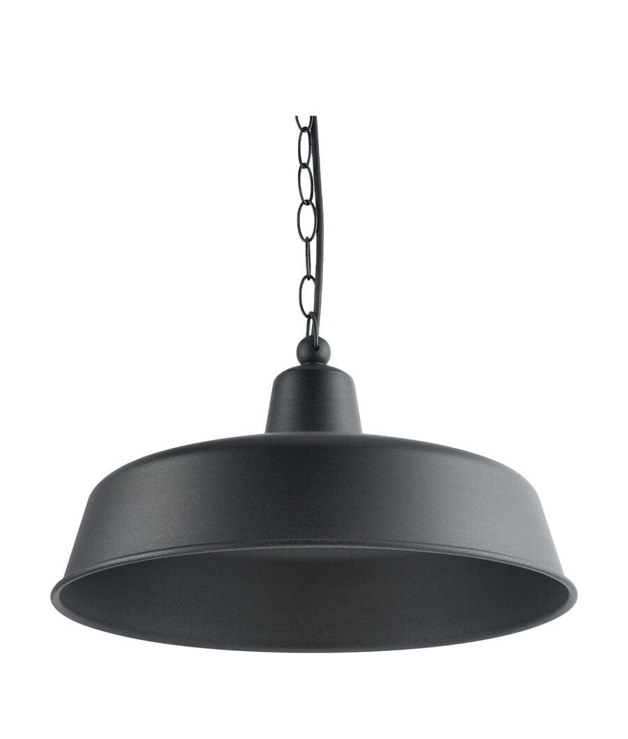 DEKSEL: Industrial Matte Black Interior Dome Shape Pendant Light 400mm