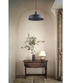 DEKSEL: Industrial Matte Black Interior Dome Shape Pendant Light 400mm