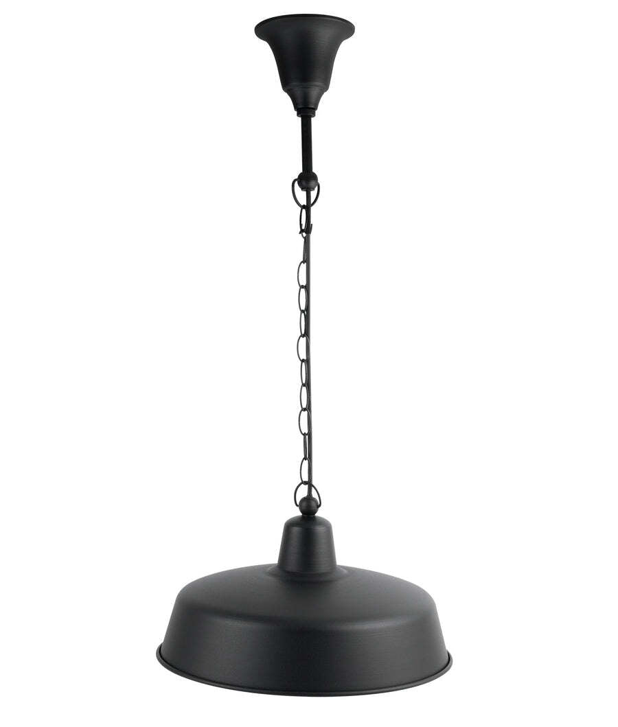 DEKSEL: Industrial Matte Black Interior Dome Shape Pendant Light 400mm