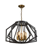 GAMBA: Industrial Rustic Wide Angular Cage Pendant Lights 600mm Black